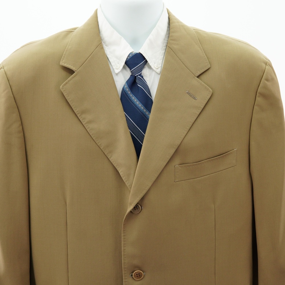 Canali Saks‎ Fifth Avenue Tan Pure Wool Blazer 40R 3 Button Patch Pocket